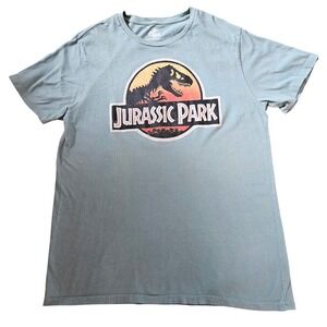 Jurassic Park Graphic T-Shirt Mens XL Blue Gray Mad Engine Cotton Movie Tee